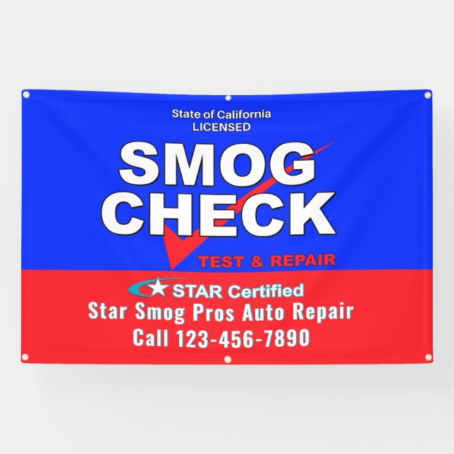 Lona Personalizar Star Certified Smog Test Automotive S (Horizontal)