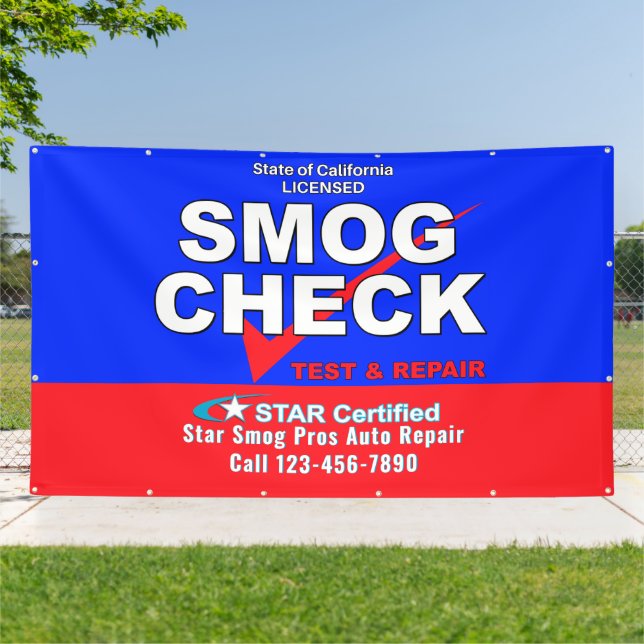 Lona Personalizar Star Certified Smog Test Automotive S (Afuera)