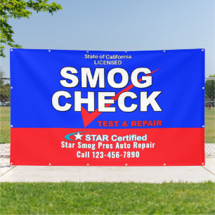 Lona Personalizar taller automotriz de prueba de smog c