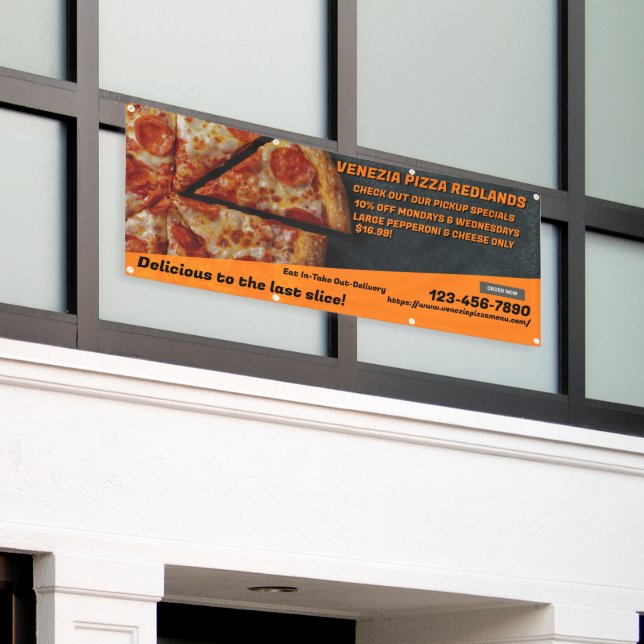 Lona Personalizar tienda de pizza Pepperoni Queso Anunc (Edificio exterior)