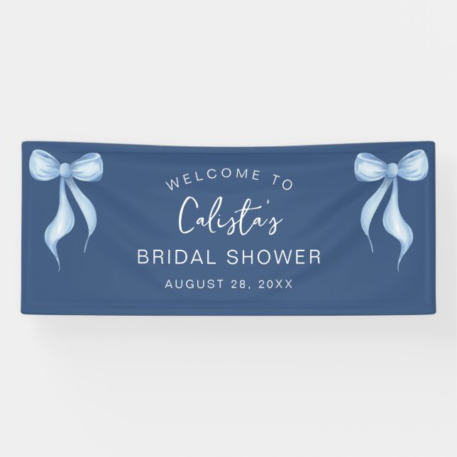 Lona Personalized Dusty Blue Bow Welcome Bridal Shower (Horizontal)