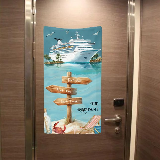 Lona Personalized Family 3Ports Sign Cruise Door Banner (Customize your three cruise ports)