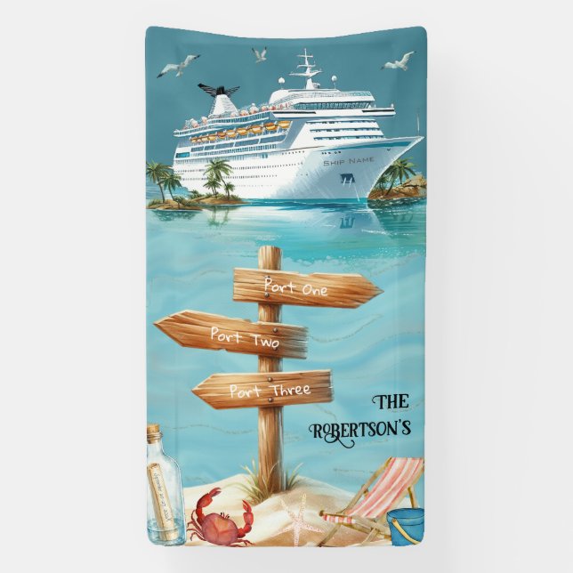 Lona Personalized Family Ports Sign Cruise Door Banner (Vertical)