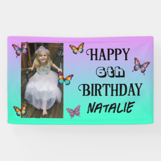 Lona Personalized Photo and Age Butterfly Birthday