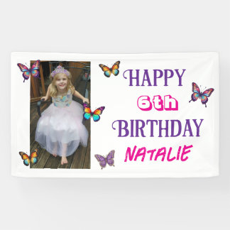 Lona Personalized Photo and Age Butterfly Birthday