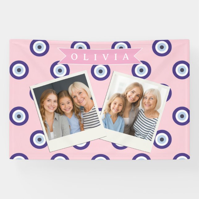 Lona Personalized Pink Evil Eye Pattern Gifts With Name (Horizontal)