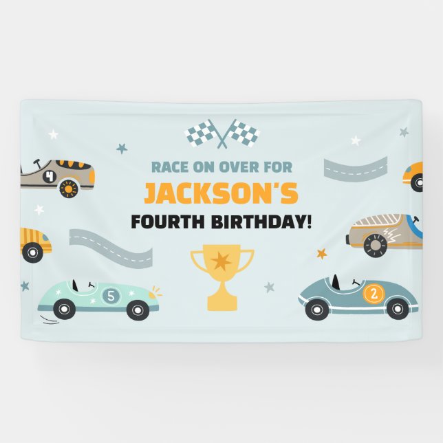 Lona Personalized Race Car Theme Birthday (Horizontal)