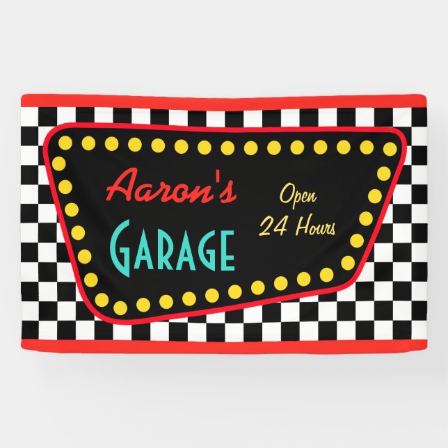 Lona Personalized Retro Garage Sign  (Horizontal)