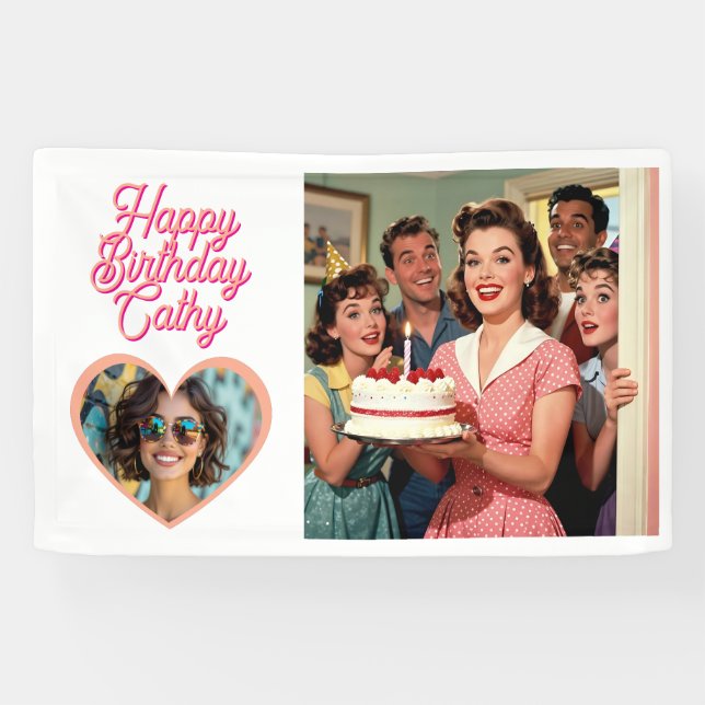 Lona Personalized Retro Surprise Birthday Party Photo (Horizontal)