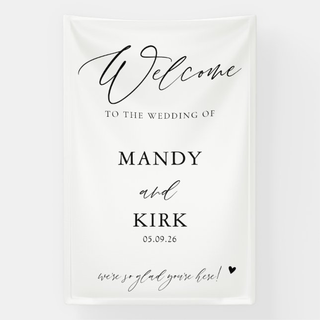 Lona Personalized Wedding Welcome Sign Banner (Vertical)