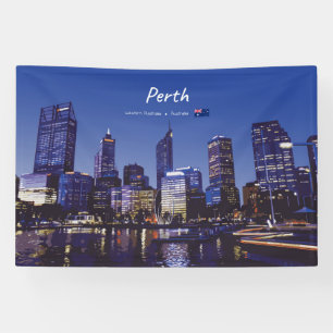 Lona Perth, Australia - Horizonte de la ciudad de noche