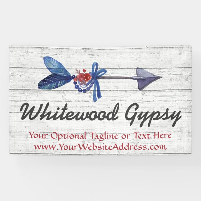 Lona Pescado de flecha gitana bohemia y madera rústica (Horizontal)