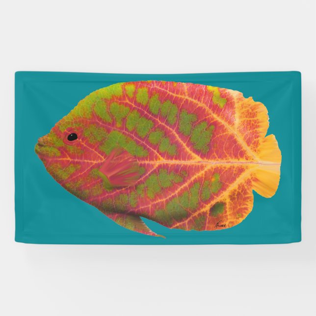 Lona Pescado tropical de hoja de ave 1 (Horizontal)