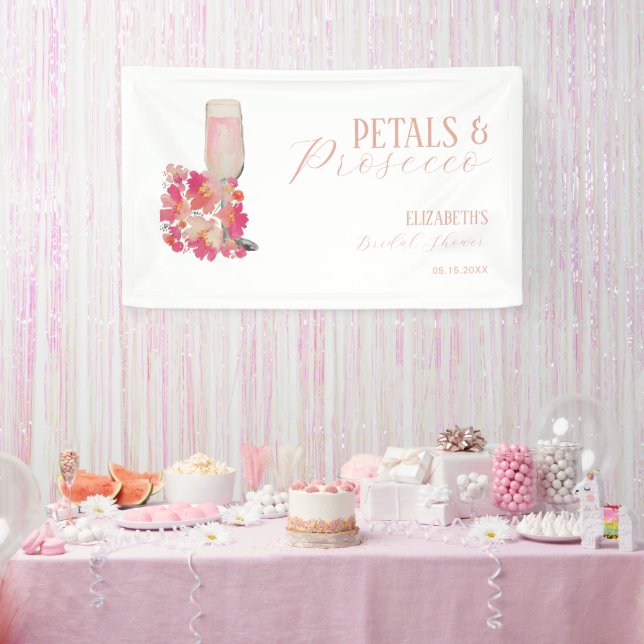 Lona Petales y Prosecco Ducha Bridal Fondo Rosa (Fiesta)