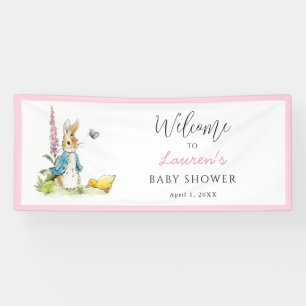 Lona Peter Rabbit Pink Welcome Sign Baby Shower