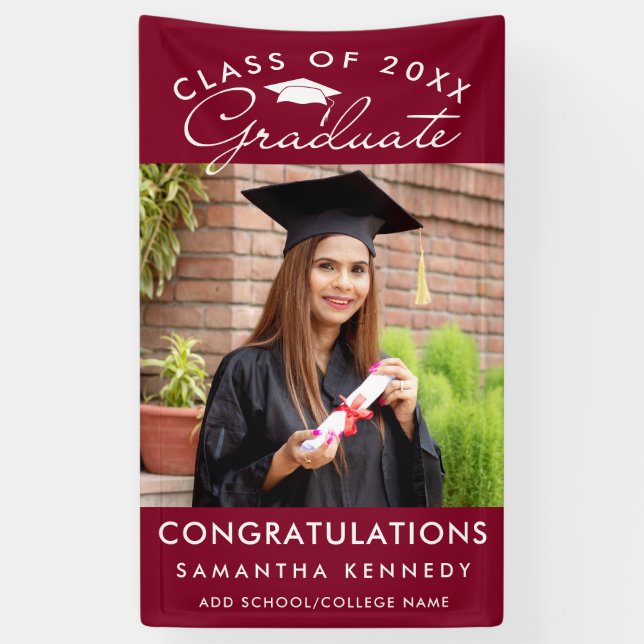 Lona Photo Graduation 2026 Congrats Grad Burgundy (Vertical)