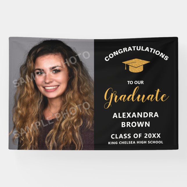 Lona Photo Graduation Announcement Black (Horizontal)