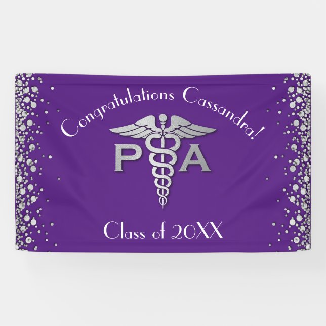 Lona Physician Assistant PA Graduation Purple Silver (Horizontal)