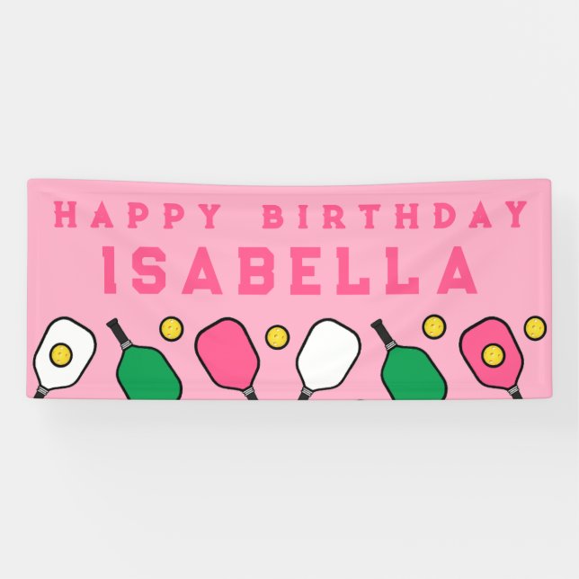 Lona Pickleball Feliz cumpleaños (Horizontal)