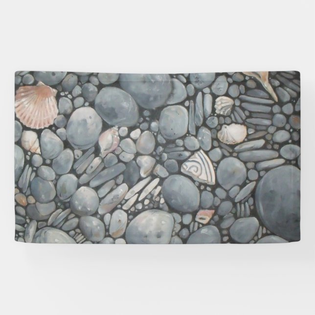 Lona Piedras en la playa conchas rocas rocas Pintando a (Horizontal)