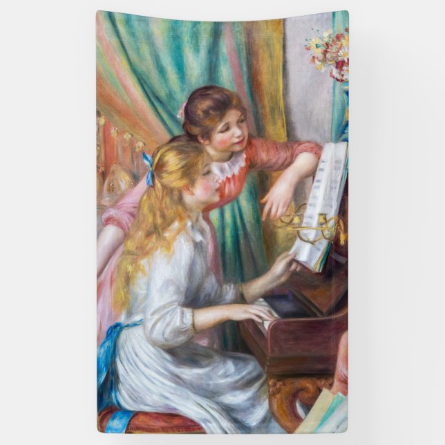 Lona Pierre Auguste Renoir - Jóvenes Chicas en el piano (Vertical)