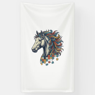 Lona Pieza de rompecabezas de caballo colorido grabado 