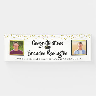 Lona Pincel moderno guión dorado Graduación negro