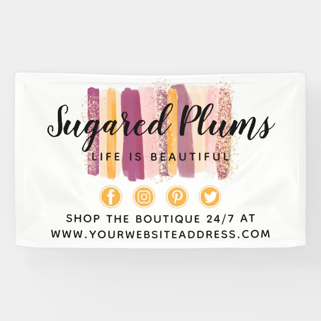 Lona Pinceladas de Acuarela de Moda Ciruela Púrpura y D (Horizontal)