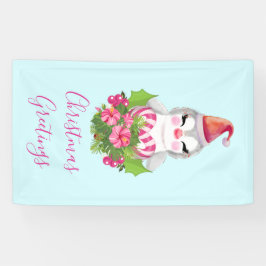 Lona Pingüino de Navidades burdos en Santa Hat