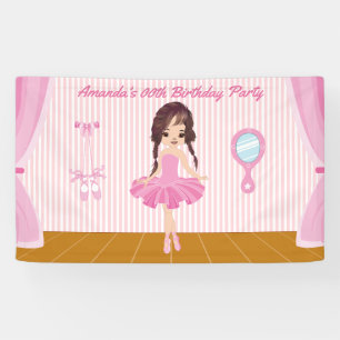 Lona Pink Ballerina con tema Fiesta de cumpleaños perso