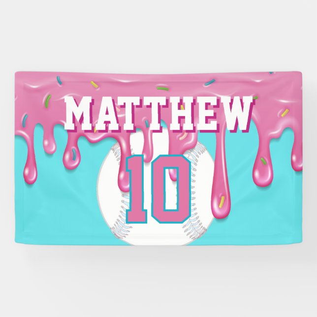 Lona Pink Baseball Drip Birthday (Horizontal)