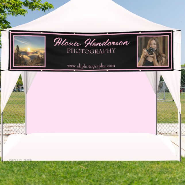 Lona Pink & Black Script Modern 2 Photo booth Tent (Subido por el creador)