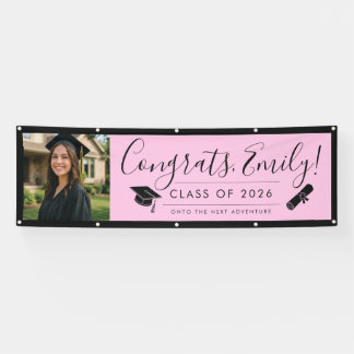 Lona PINK & BLK 2026 | Graduation Banner with Photo