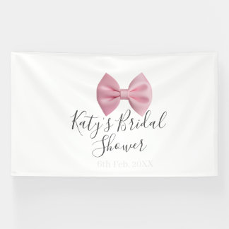 Lona Pink bow bridal shower name date pastel stylish te