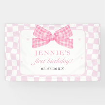 Pink Bow Coquette Primer Fiesta de cumpleaños