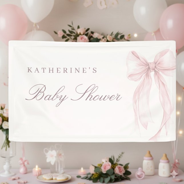 Lona Pink Coquette Bow Baby Shower (Coquette Bow Baby Shower Banner)