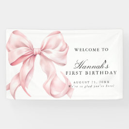 Lona Pink Coquette Bow Birthday Party Welcome Sign