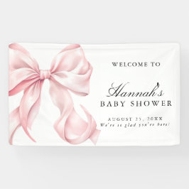 Lona Pink Coquette Bow Girl Baby Shower Welcome Sign