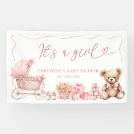 Lona Pink Coquette Carriage Baby Shower Large Banner