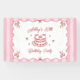 Lona Pink Coquette Striped Vintage Hand Drawn Birthday