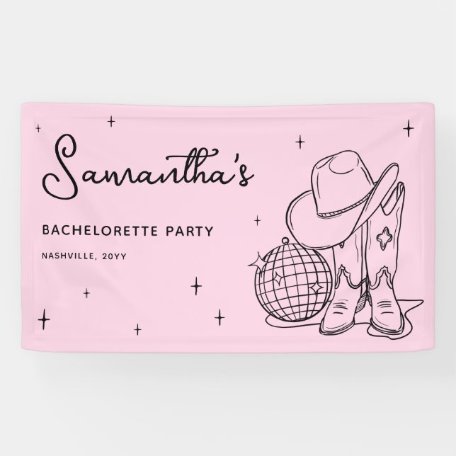 Lona Pink Cowgirl Disco Last Rodeo Bachelorette Party (Horizontal)