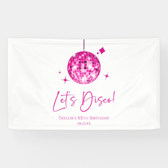 Lona Pink Disco Ball Let's Disco Birthday Party (Horizontal)
