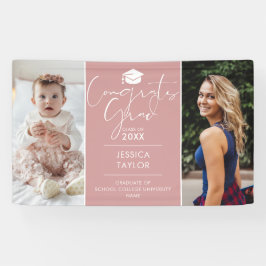 Lona Pink Entonces Y Ahora 2 Photo Graduation Party