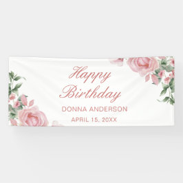 Lona Pink Floral Rose Birthday Party Plate
