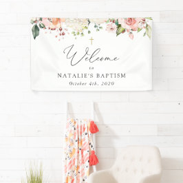 Lona Pink Flowers, White Flowers, Boho, Baptism Welcome