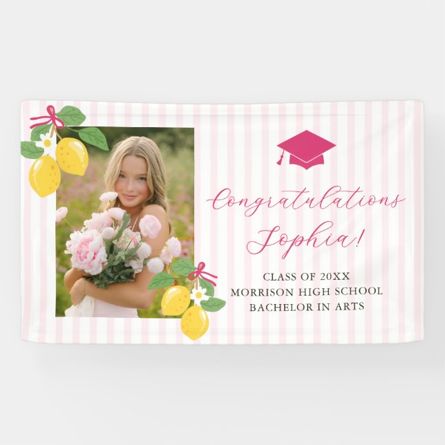 Lona Pink Freshly Lemon Citrus Graduation Party (Horizontal)
