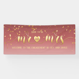 Lona Pink Gold Mr. y Mrs Engagement Banner