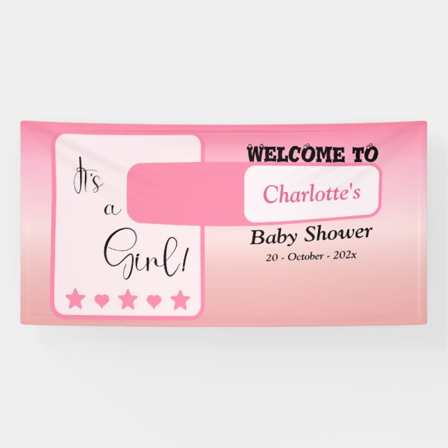 Lona Pink Gradient Cute Eyeball Text Baby Shower (Horizontal)
