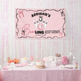 Lona Pink Hand Drawn BOWling Bows Girl Birthday Party