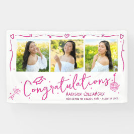 Lona Pink Hand Drawn Doodles Graduation 3 Photo White